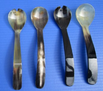 7-1/2 inches long Horn Spoon and Spork Sets <font color=red>Wholesale</font> - 8 Sets @ $12.00 a set