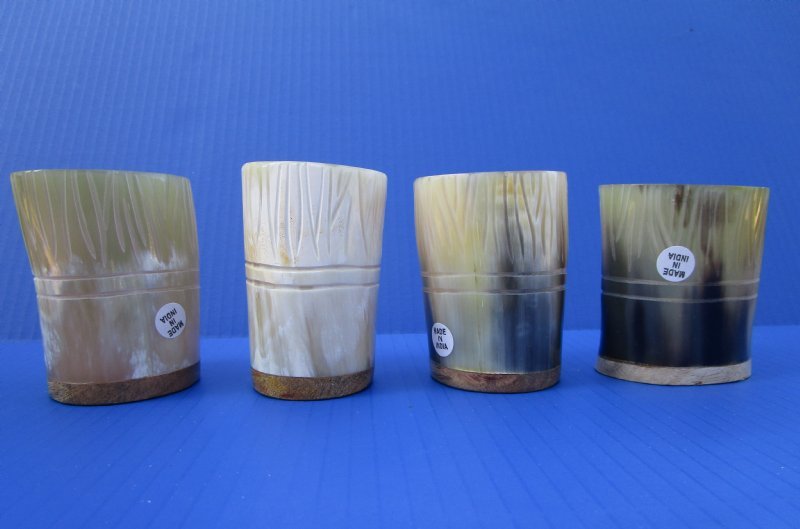 3 inches Wholesale Carved Horn Shot Glasses, Cups for Sale