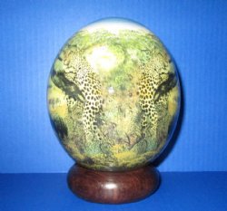 5-3/4 inches tall Decoupage Ostrich Egg with Africa's Big 5 Animals on a wooden bangle stand - Buy this one for $49.99