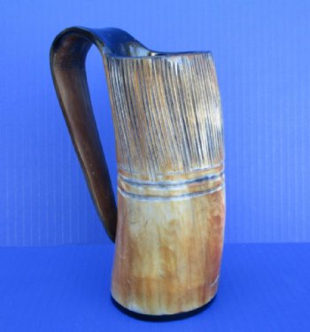 6-7/8 inches tall 16 ounces Viking Carved Drinking Horn Mug for Sale, Half Carved, Half Buffed - Buy this one for $39.99