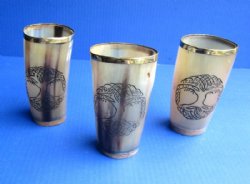 3 inches Wholesale Carved Horn Shot Glasses, Cups for Sale