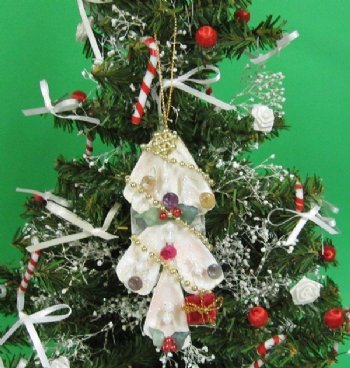 4 inches Cut Strombus Shell Christmas Tree Ornaments <font color=red> Wholesale</font> - 60 @ $1.53 each