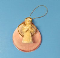 3-1/2 inches  Moon Shell Decorated with a Straw Angel Christmas Tree Ornaments - 10 @ $3.30 each