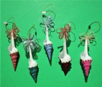 3 to 4 inches Dyed Glitter Spindle Shell Christmas Tree Ornaments - 10 Assorted Colors @ $3.95 each