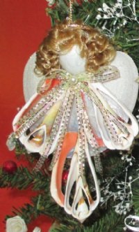 4-1/2 inches Seashell Angel Ornaments with Blonde Hair <font color=red> Wholesale</font> - 40 @ $2.25 eeach