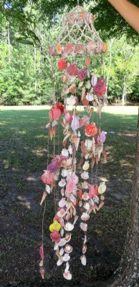 48 inches Large Seashell Wind Chime with numerous strands of colorful shells - $21.99 each