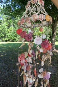 48 inches Large Seashell Wind Chime with numerous strands of colorful shells - $21.99 each