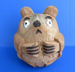 6 inches Painted and Carved Coconut Bear - 3 @ $5.60 each