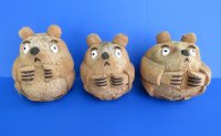 6 inches Painted and Carved Coconut Bear - 3 @ $5.60 each