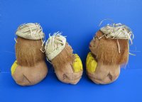 Carved Coconut Monkey Holding Bananas  - Bag of 15 @ $5.25 each; <font color=red> Wholesale</font> 30 @ $3.50 each