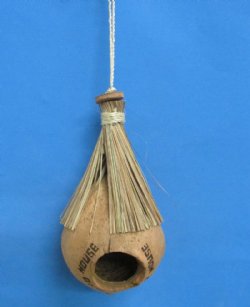 9 to 11 inches tall Hanging Tiki Hut Style Coconut Birdhouse - 2 @ $4.50 each