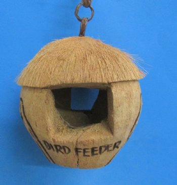 Hanging Coconut Birdhouse with 2 Carved Black Birds - 2 @ $5.00 each