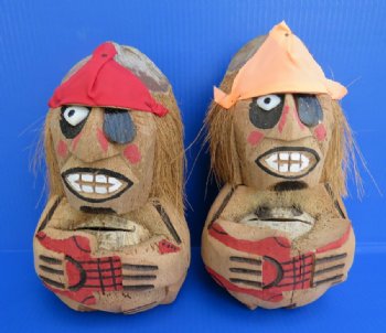 Carved Coconut Pirate with Guitar - 15 @ $5.25 each; <font color=red> Wholesale</font> 30 @ $3.50 each