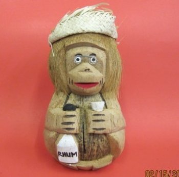 Coconut Monkey with Rum Bottle Novelty - 15 @ $5.25 each; <font color=red> Wholesale</font> 30 @ $3.50 each