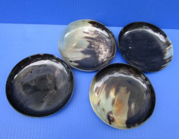 6 inches Round Buffalo Horn Plates <font color=red> Wholesale</font>, Medieval Horn Feasting Plates  - 12 @ $7.65 each