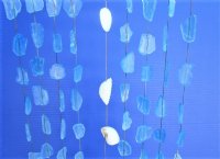 19 inches Hanging Blue Sea Glass with White Shells on Driftwood Wall Decor - 3 @ $6.50 each