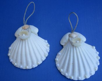 4-1/4 inches White Scallop Shell Angel Ornaments - 10 @ $2.80 each 