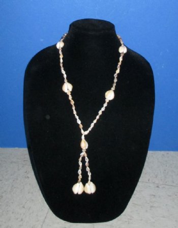 36 inches Tiny Nassarius and Cowrie Seashell Leis Necklaces with a Tassle - Pack of 1 doz @ $9.00 dz (.75 ea); Bulk Pack of 10 dz @ $7.80 dz (.65 each)