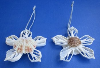 3-1/2 inches Center Cut White Canarium Conch Shell Flower Ornaments <font color=red> Wholesale</font> - 70 @ $1.35 each