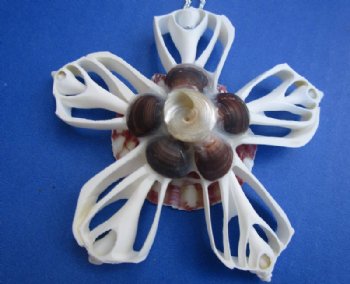 White Seashell Flower Christmas Ornaments <font color=red> Wholesale</font> 3-1/2 inches - 70 @ $1.35 each