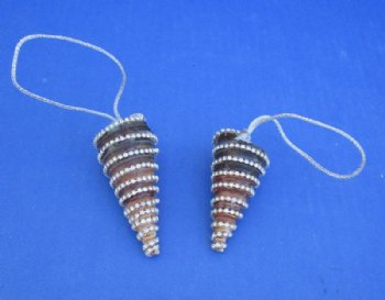 Telescopium Auger Shell with Crystal Rhinestones Christmas Ornaments <font color=red> Wholesale</font> - 100 @ .90 each