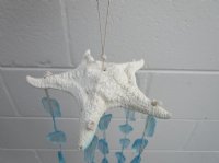 16 inches White Starfish with Blue Sea Glass Wind Chimes <font color=red> Wholesale</font> - 30 @ $3.15 each