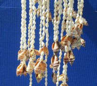 23 inches Spiral Shell Wind Chimes with White Nassarius and Brown Chulla Conch Shells <font color=red>Wholesale</font> - Case of 12 for $9.00 each