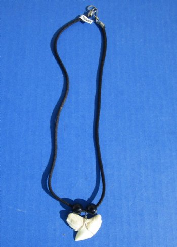 18 inches Tiger Shark Tooth Necklaces <font color=red> Wholesale</font> with 1 to 1-1/4 inch Teeth - 40 @ $3.25 each