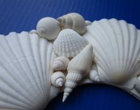 12-1/2 inches White Great Scallop Seashell Wreaths <font color=red>Wholesale</font> Decorated with Small White Shells - Case: 15 @ $10.35 each