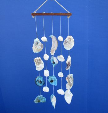 16 inches Hanging Dyed Blue Oyster Shell with Natural Assorted Seashell Wall Decor, Hanging Seashells- 5 @ $4.65 each