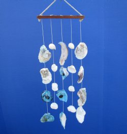 16 inches Hanging Dyed Blue Oyster Shell with Natural Assorted Seashell Wall Decor, Hanging Seashells- 5 @ $4.65 each