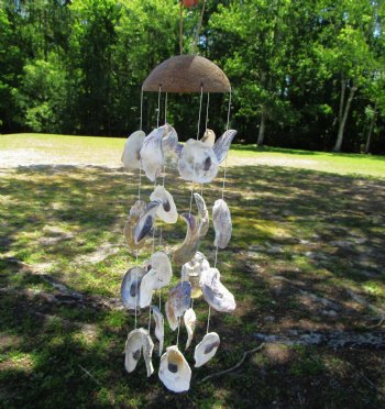 21 inches long Oyster Shell Wind Chimes - Case: 30 @ $3.00 each; 2 <font Color=red> Wholesale Cases</font> @ $2.70 each