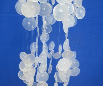 5-1/2 by 10 inches White Capiz Shell Wind Chimes <font color=red> Wholesale</font> - 24 @ $4.20 each