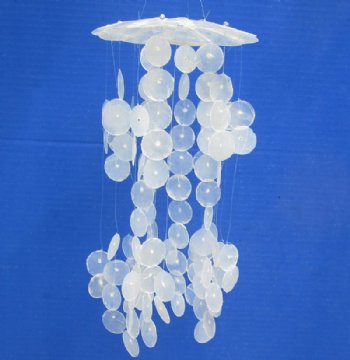 10 inches long Small White Capiz Shell Wind Chime - 3 @ $6.75 each