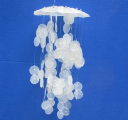 14 inches long Small White Capiz Shell Wind Chimes <font color=red> Wholesale</font> with 23 Rows of 1 inch Capiz - 24 @ $4.20 each