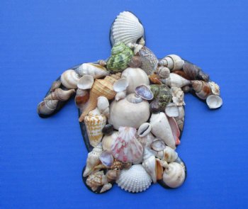 Seashell Turtle Wall Plaque <font color=red> Wholesale</font> Covered With Natural Shells 7-3/4 by 7-1/2 inches - Box: 22 @ $4.25 each