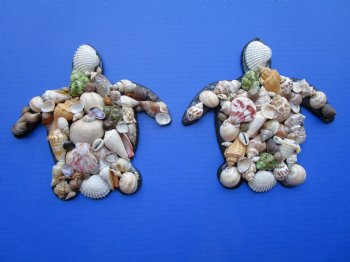 Seashell Turtle Wall Plaque Covered With Natural Shells 7-3/4 by 7-1/2 inches - Packed 2 @ $6.80 each