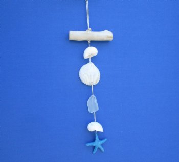 9 inches Single Strand Hanging Shells with Blue Starfish <font color=red> Wholesale</font> - Box: 100 @ .90 each