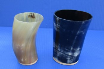 5 inches Horn Cup with a Wood Bottom - 2 @ $12.00 each